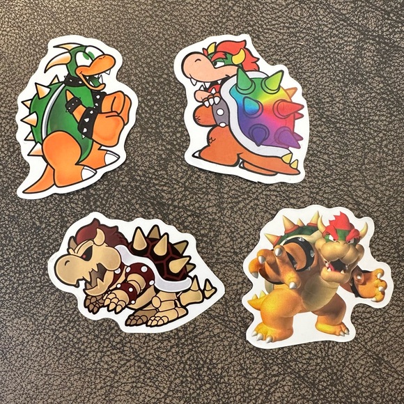 New - set of 4 Bowser stickers - super Mario brothers characters - Picture 3 of 7